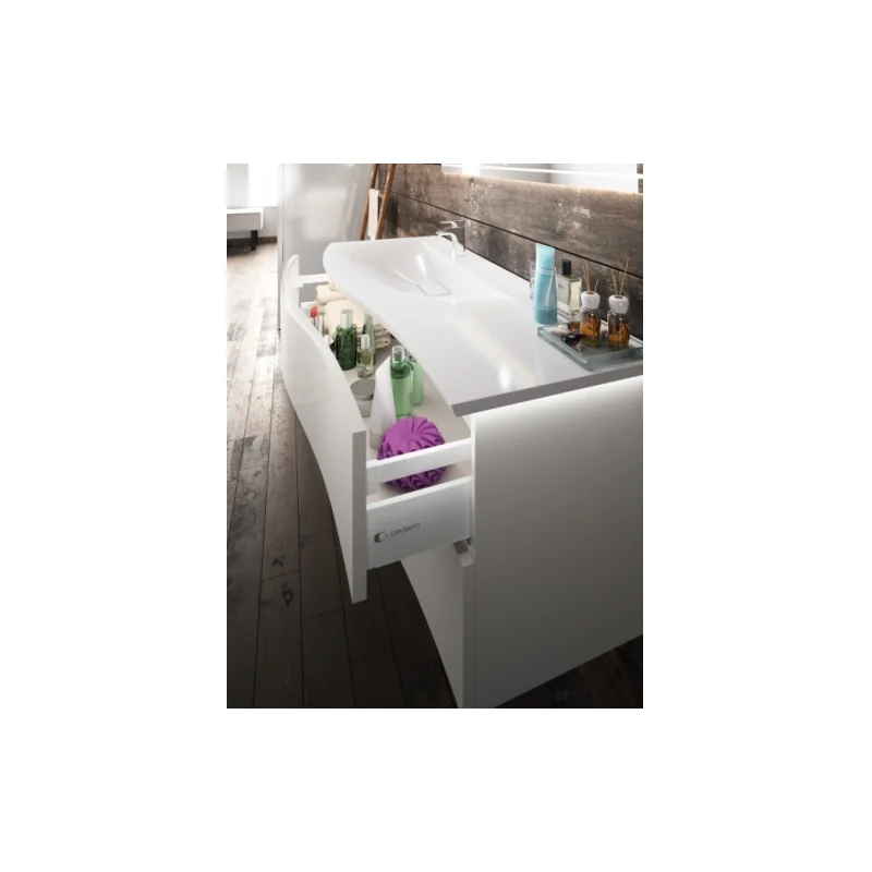 Meuble galbé simple vasque curl 120 cm coton brillant