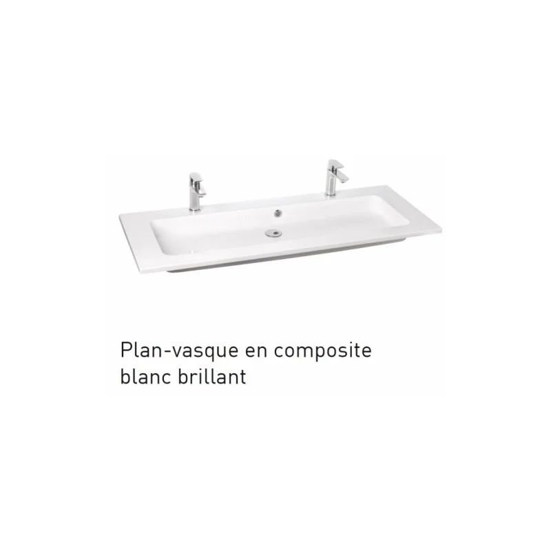 Meuble grande vasque swing 120 cm cristal blanc — vue 4