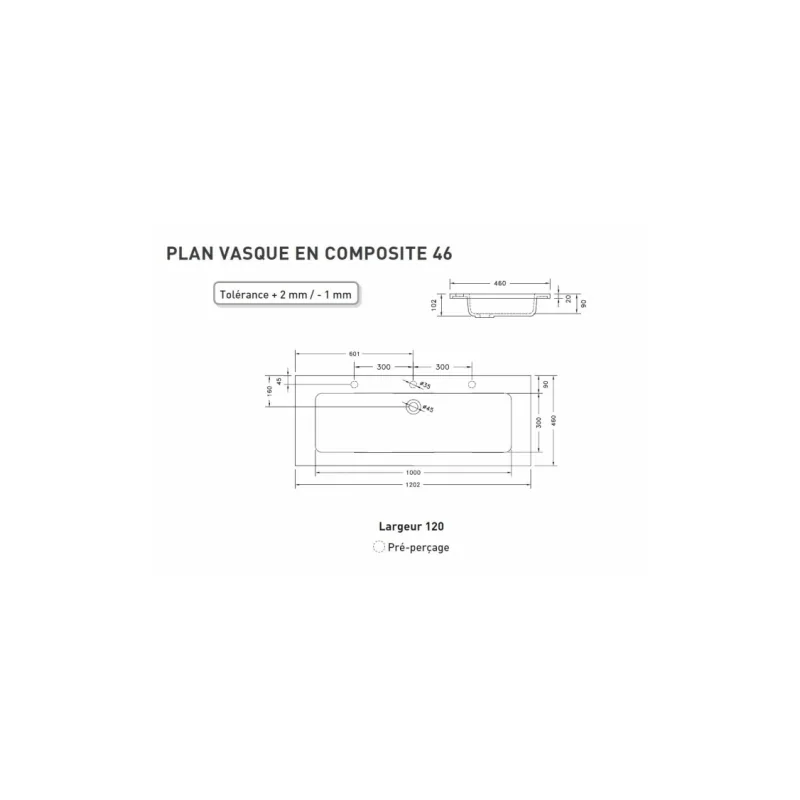 Meuble grande vasque swing 120 cm cristal blanc — vue 5