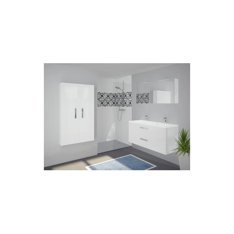 Meuble grande vasque swing 120 cm cristal blanc