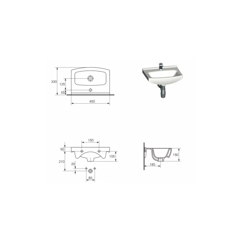 Meuble lave main avec vasque sati 40 cm — vue 4