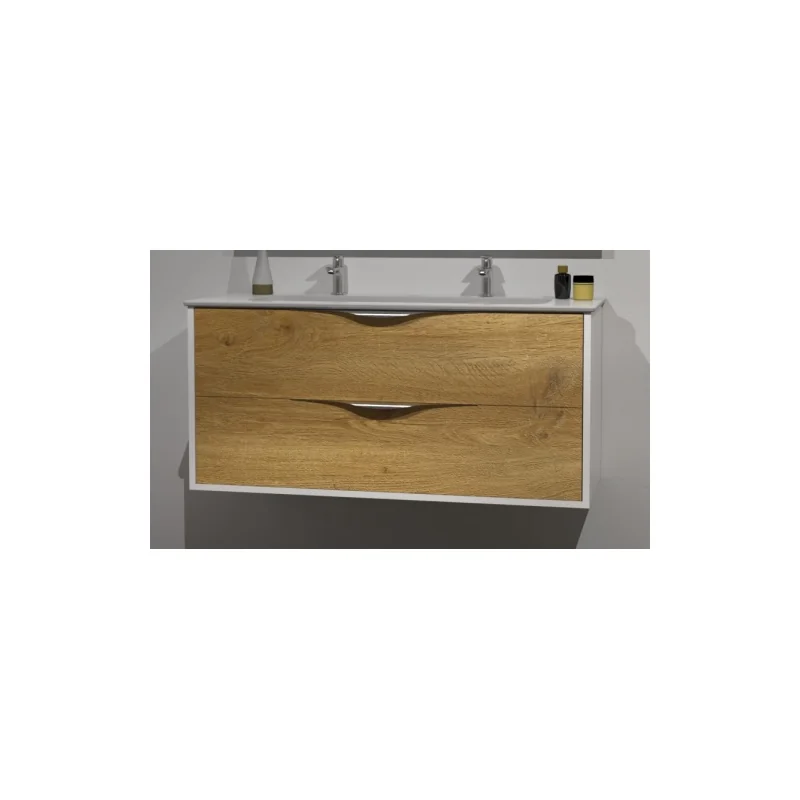 Meuble le french blanc chêne clair avec miroir antibuée 120cm — vue 7