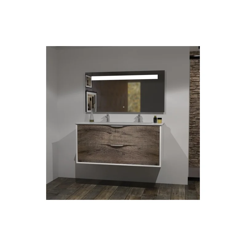 Meuble le french blanc pitaya avec miroir antibuée 120cm