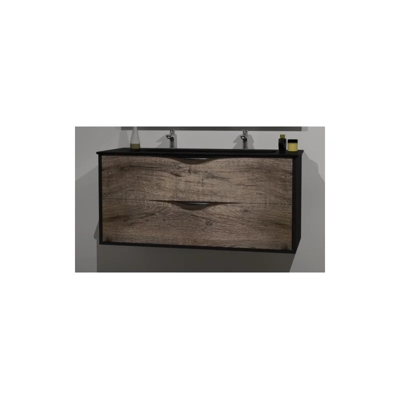 Meuble le french noir mat/pitaya avec miroir antibuée - 120cm — vue 6