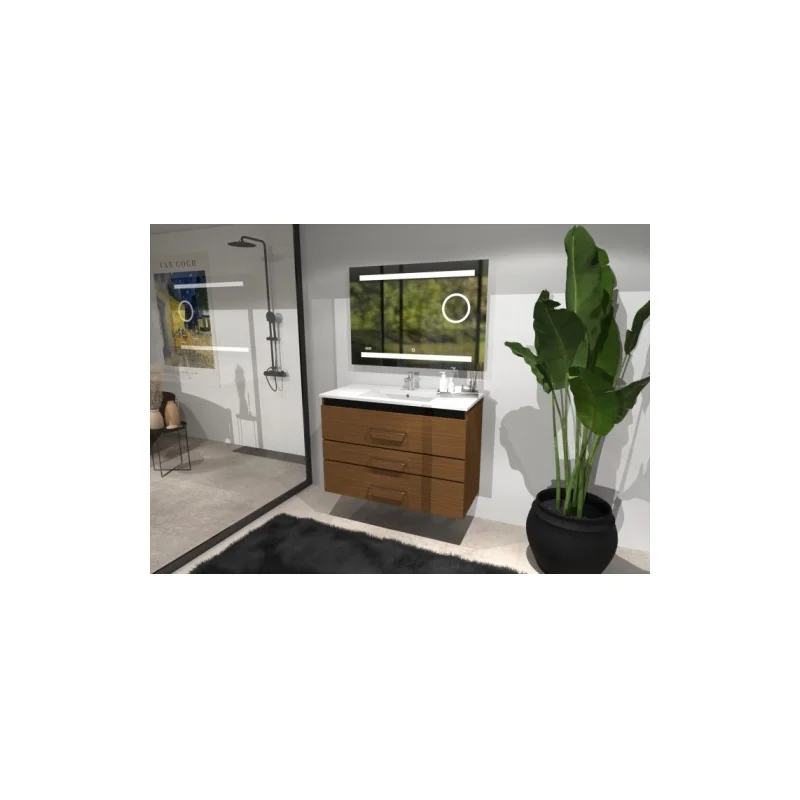 Meuble prestige 3 tiroirs 80cm - chêne brown - sans miroir