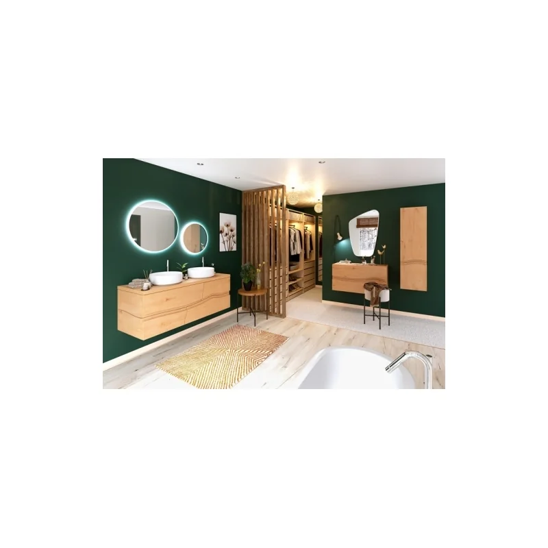 Meuble salle de bain sherwood chêne massif naturel 140 cm — vue 2