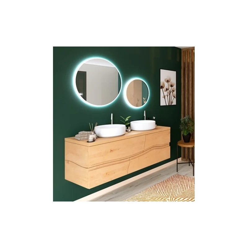 Meuble salle de bain sherwood chêne massif naturel 140 cm