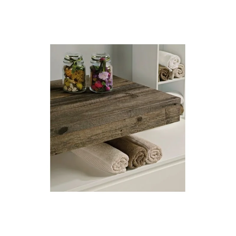 Meuble sdb suspendu roma bois et blanc - compo 10 — vue 2