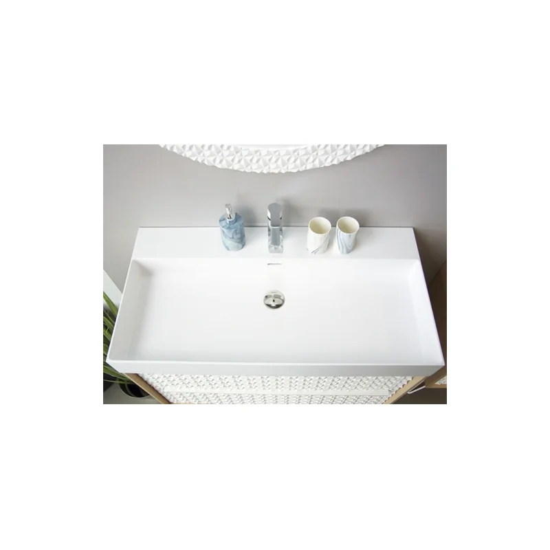 Meuble simple vasque 120cm edge amande mat et gold mat — vue 6