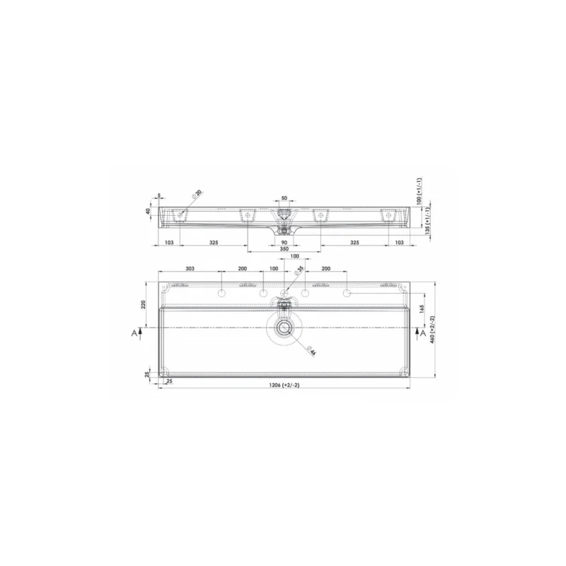 Meuble simple vasque 120cm edge amande mat et gold mat — vue 7