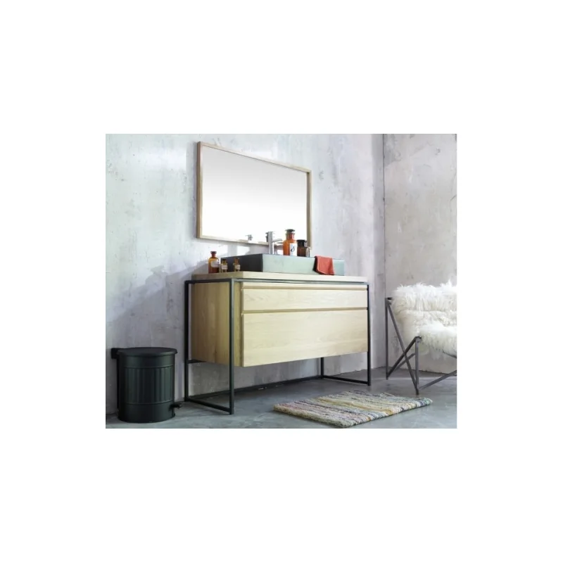 Meuble simple vasque belt 114 cm chêne massif