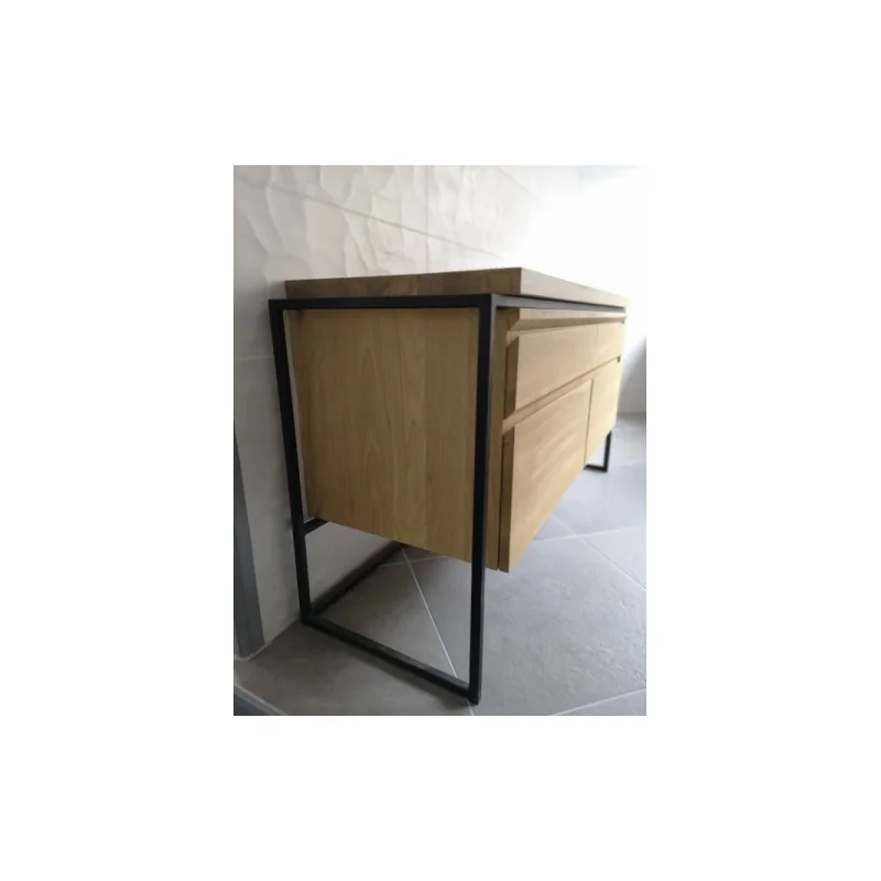 Meuble simple vasque belt 114 cm chêne massif — vue 6