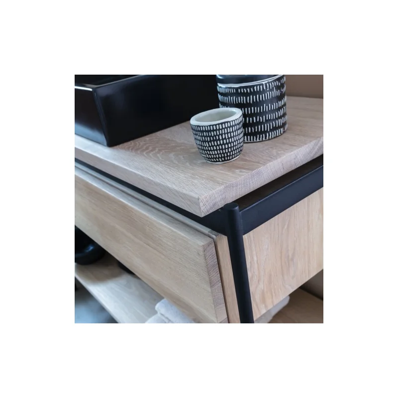 Meuble simple vasque blackline en chêne huilé naturel - 109 cm — vue 2