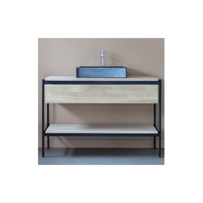 Meuble simple vasque blackline en chêne huilé naturel - 109 cm — vue 3