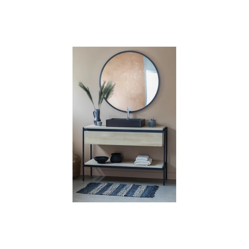 Meuble simple vasque blackline en chêne huilé naturel - 109 cm