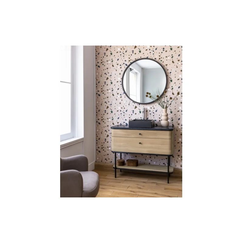 Meuble simple vasque curve en chêne huilé naturel - 80cm