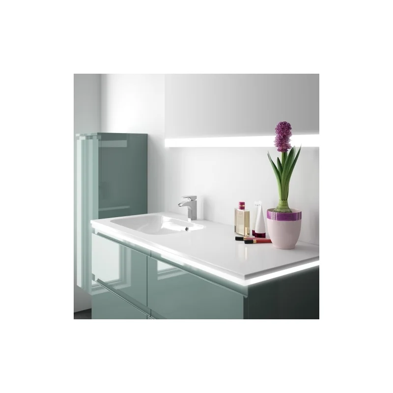 Meuble simple vasque décalé gloss 120 cm feutrine brillant — vue 2