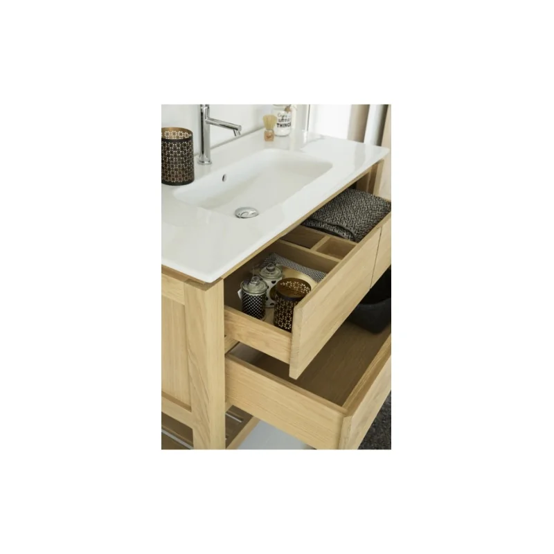 Meuble simple vasque easy 80 cm chêne massif — vue 3