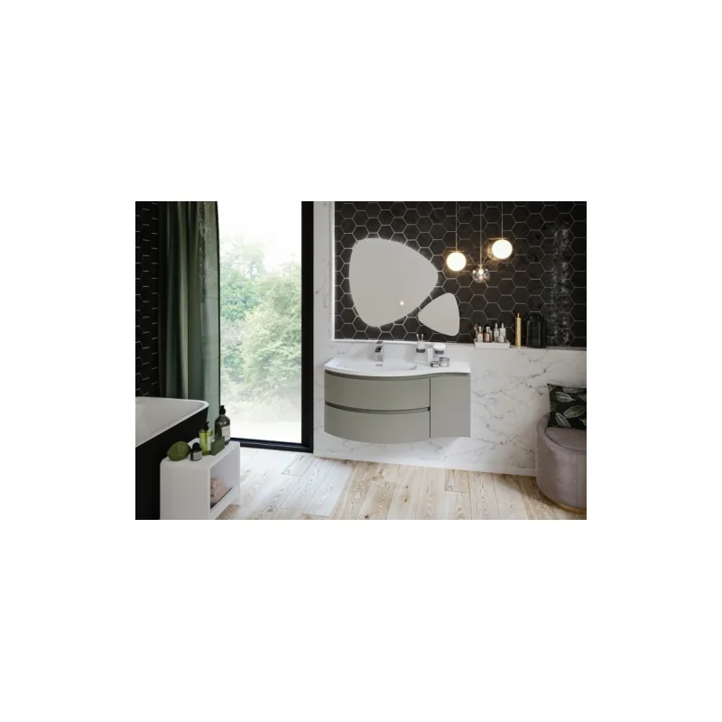 Meuble simple vasque galbé yliade 110 cm gris mat — vue 2