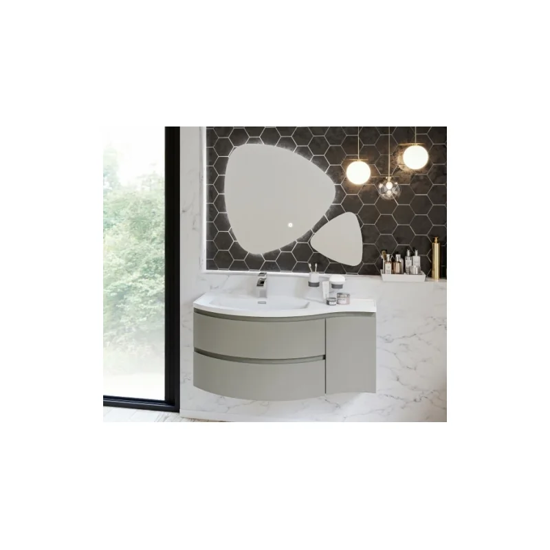 Meuble simple vasque galbé yliade 110 cm gris mat