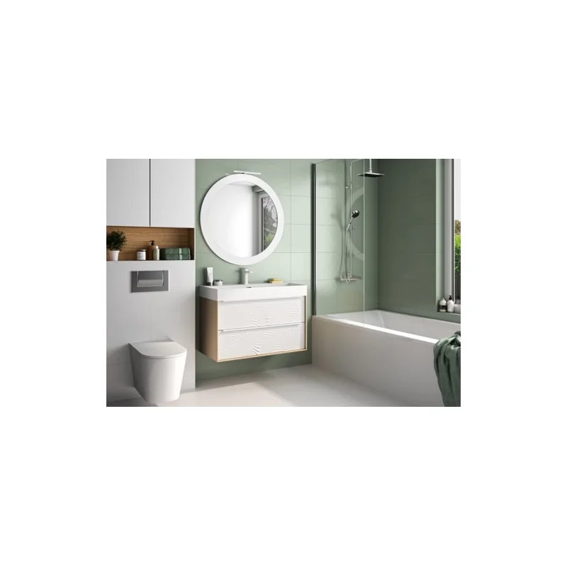 Meuble simple vasque origami onde blanc mat 90 cm — vue 2