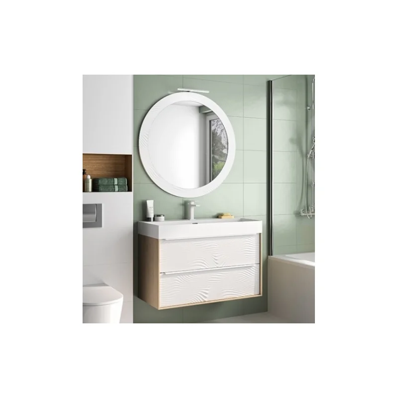 Meuble simple vasque origami onde blanc mat 90 cm