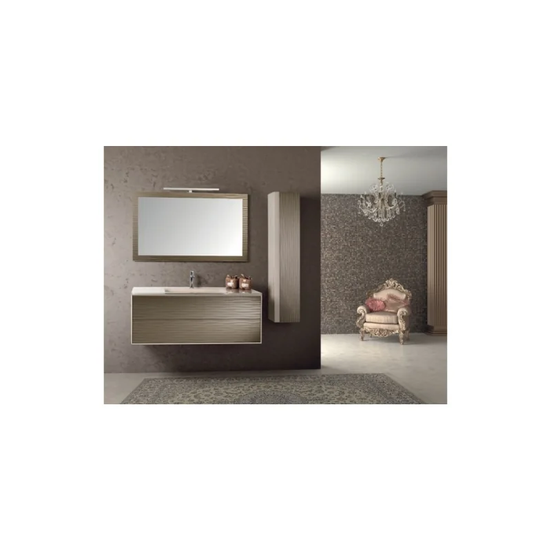 Meuble simple vasque parigi mirror crème rosé mat - compo 1