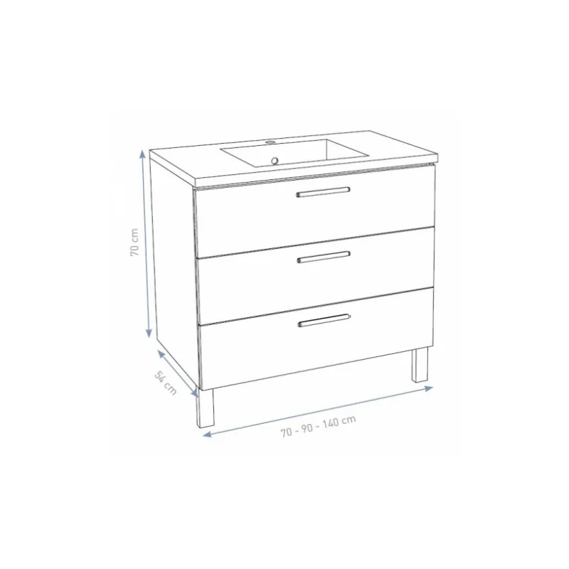 Meuble simple vasque trendy 90 cm cottage noyer — vue 2