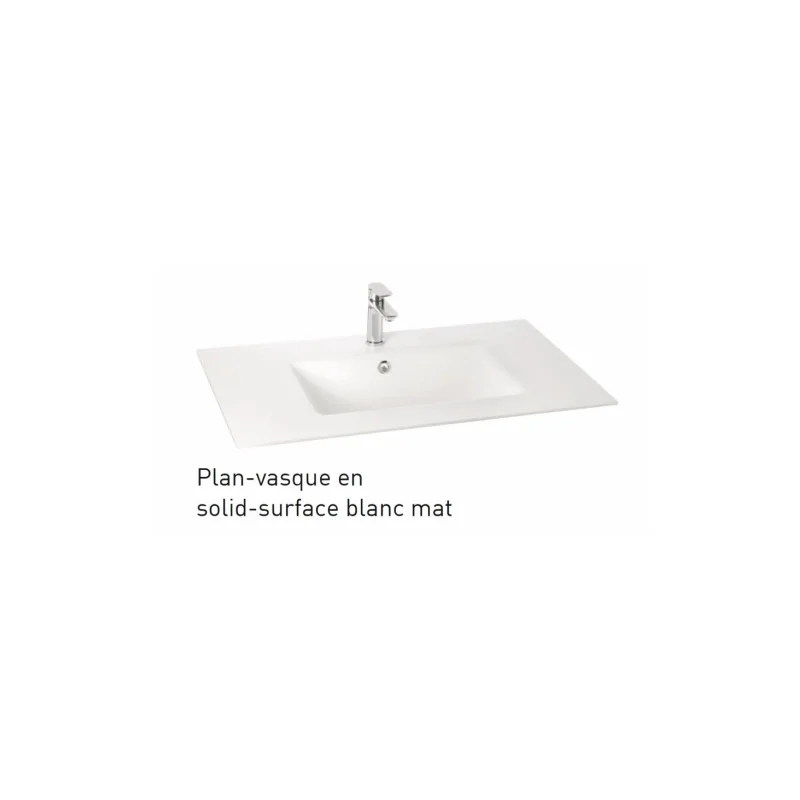 Meuble simple vasque trendy 90 cm cottage noyer — vue 3