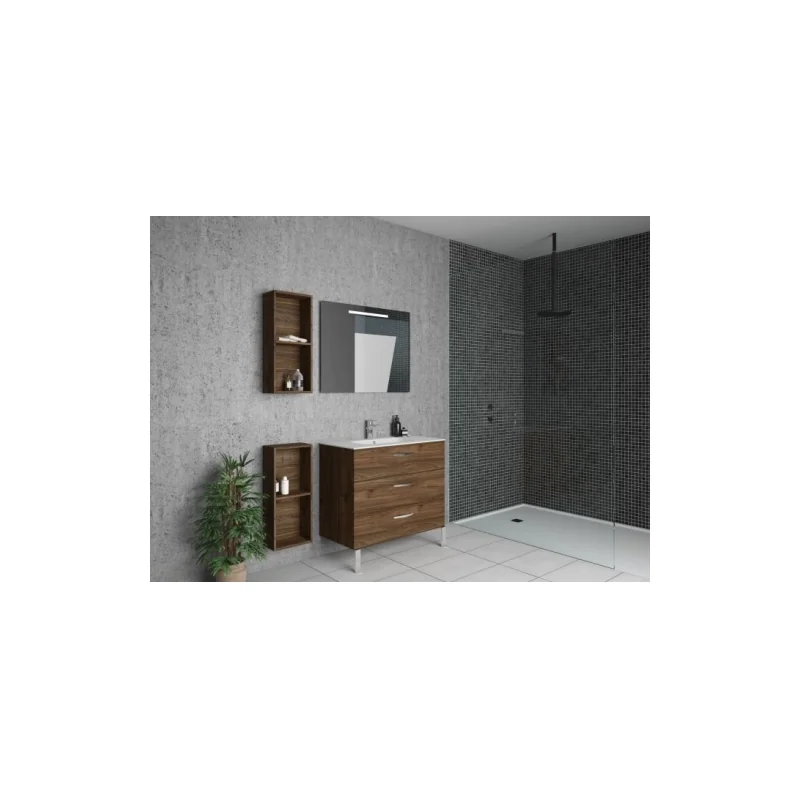 Meuble simple vasque trendy 90 cm cottage noyer