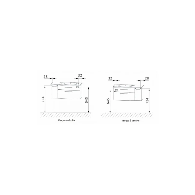 Meuble vasque lotus 100 cm quartz mat — vue 5