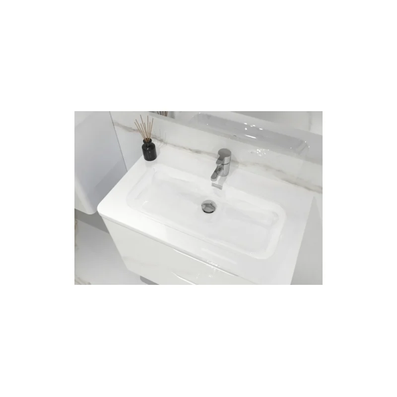 Meuble vasque luna blanc brillant 80 cm - sans miroir — vue 4