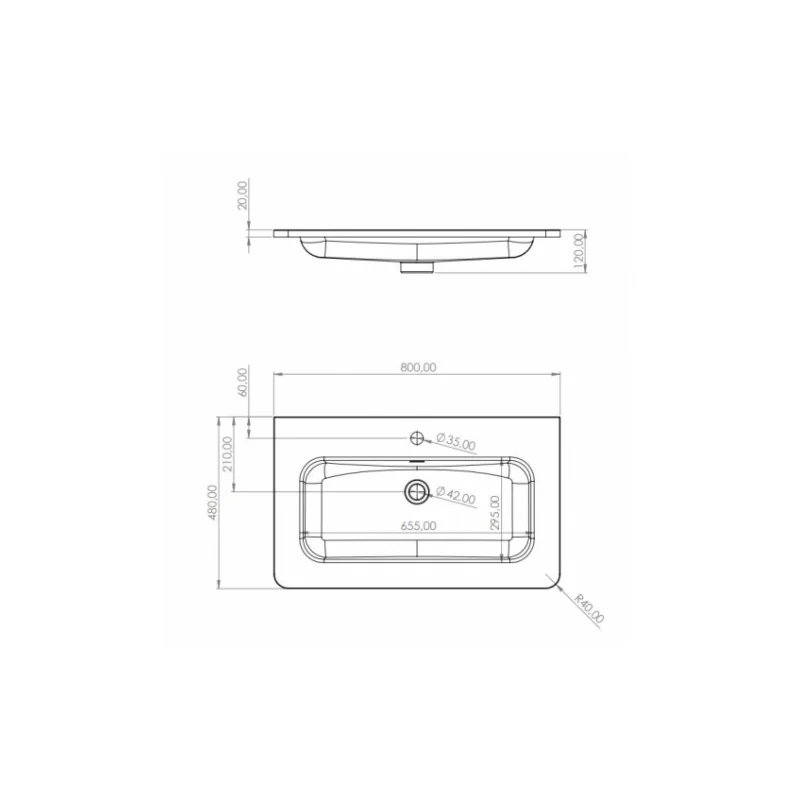 Meuble vasque luna blanc brillant 80 cm - sans miroir — vue 3