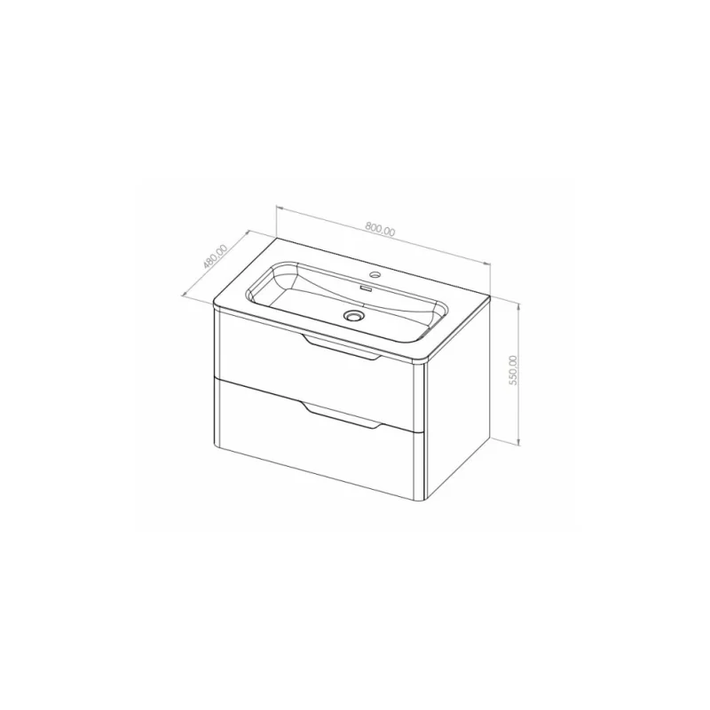 Meuble vasque luna blanc brillant 80cm avec miroir lite — vue 6