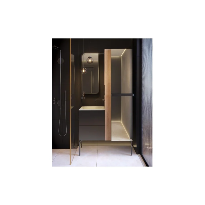 Mini salle de bains TINY 105 cm avec chauffage Noyer Massif — vue 2