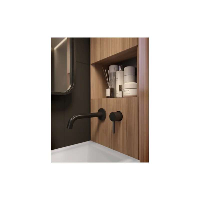 Mini salle de bains TINY 105 cm avec chauffage Noyer Massif