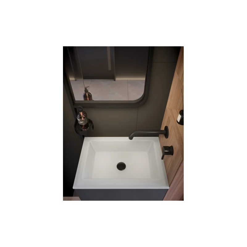 Mini salle de bains TINY 105 cm avec chauffage Noyer Massif — vue 5
