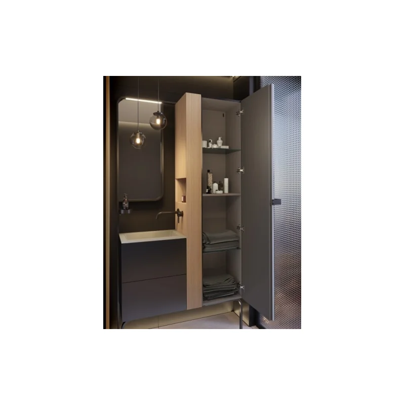Mini salle de bains tiny 105 cm avec chauffage chêne massif — vue 2
