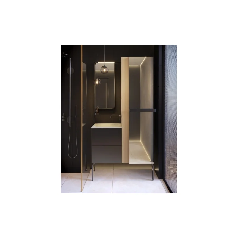 Mini salle de bains tiny 105 cm avec chauffage chêne massif