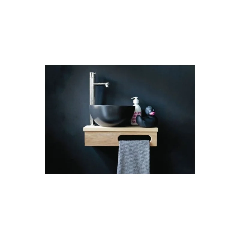 Plan de toilette lave-mains en chêne brut — vue 3