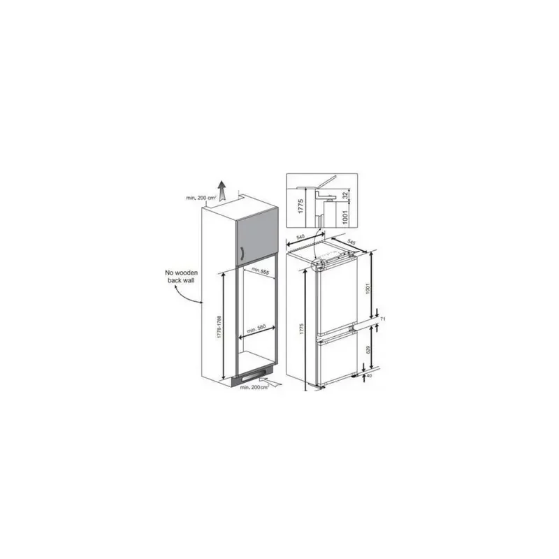 Réfrigérateur combiné intégrable à glissière 271l - beko - bcsa285k3sfn — vue 2