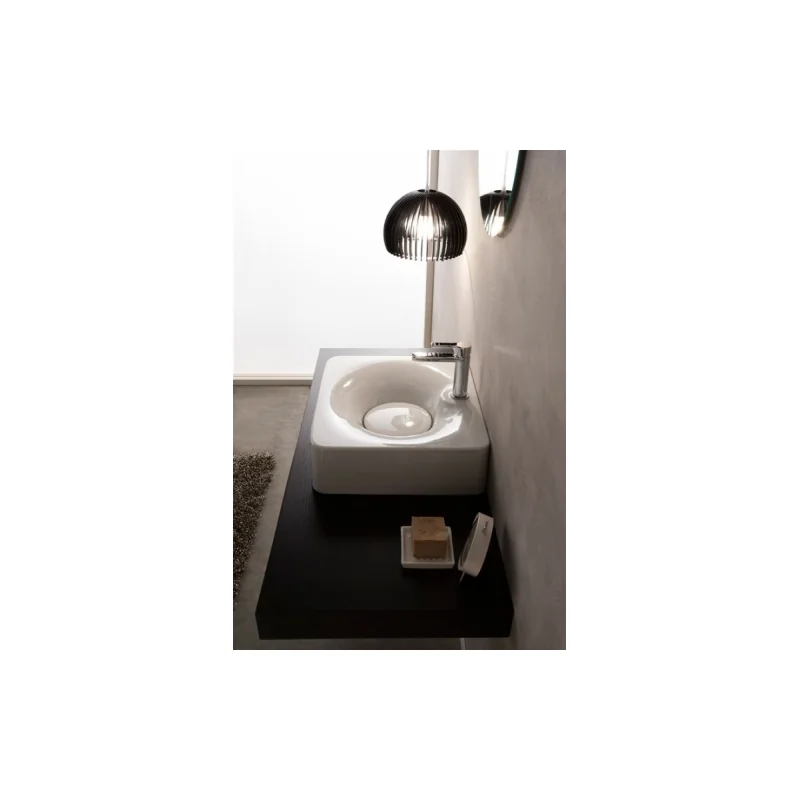 Vasque à poser ou suspendue fuji 50r - 1 trou de robinetterie — vue 3