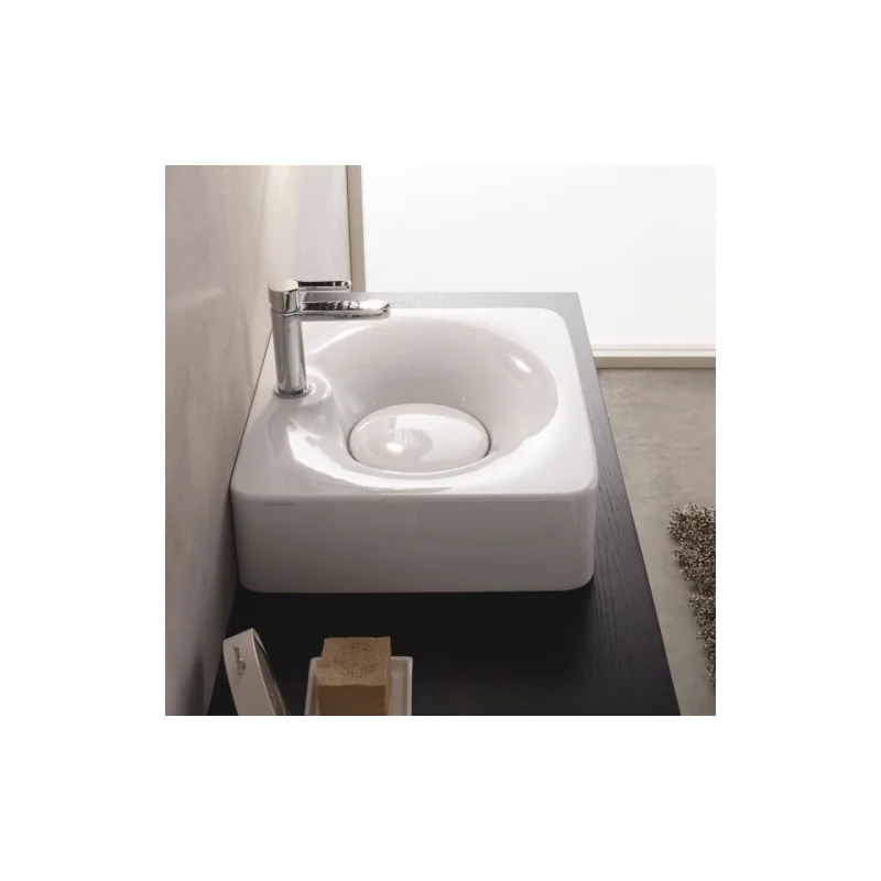 Vasque à poser ou suspendue fuji 50r - 1 trou de robinetterie