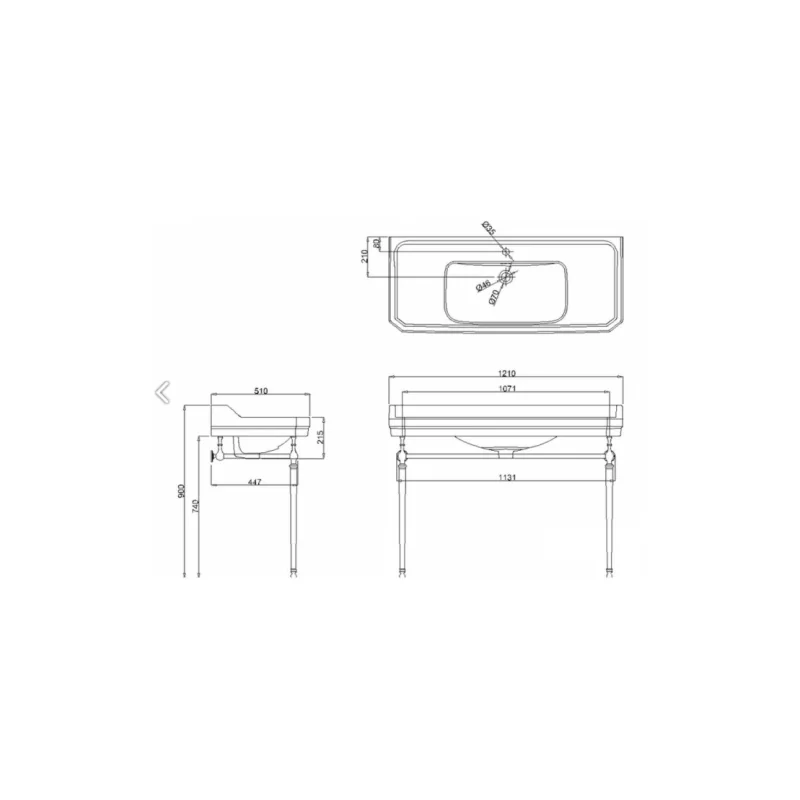 Vasque rectangulaire et console edouardien burlington 120 cm — vue 3