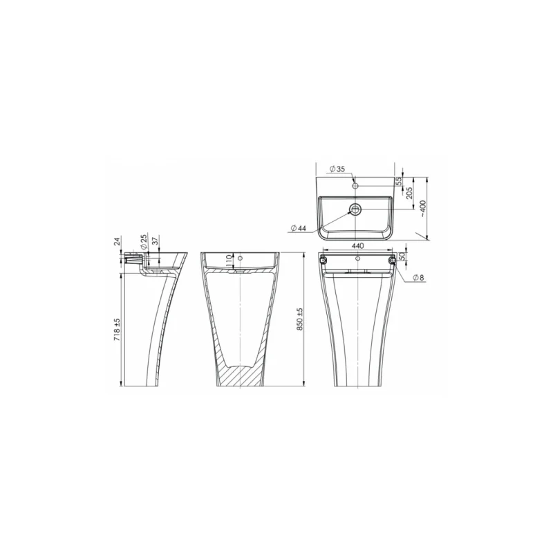 Vasque sur pied design java — vue 2