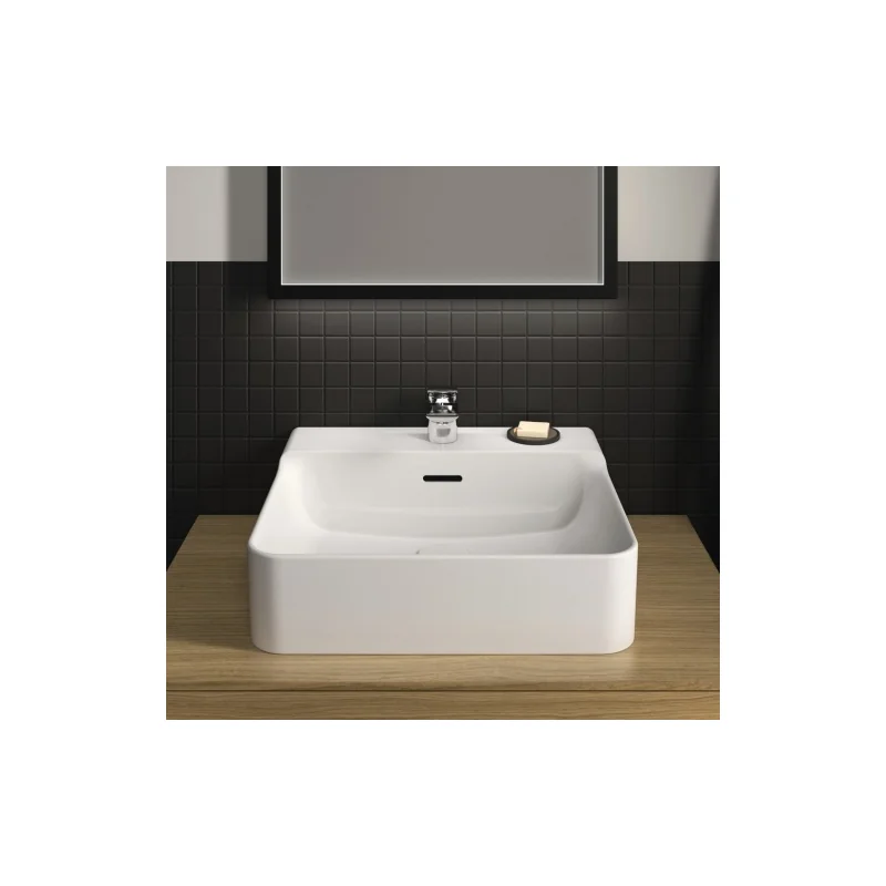 Lavabo en grès fin CONCA rectifié 50x45cm Blanc brillant — vue 2
