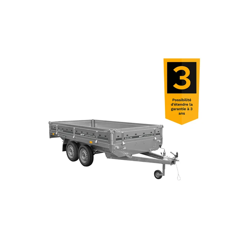 Remorque 2 essieux 304×153 UNITRAILER SOLID 300/2 PTAC 750 kg — vue 2