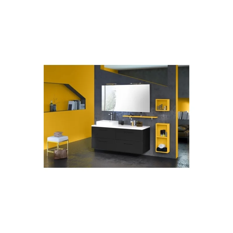 Meuble simple vasque loft 140 cm opale noir