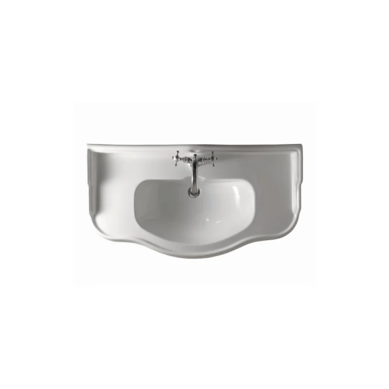 Ensemble lavabo rétro céramique (1 trou) + piétement chromé Parigi — vue 2