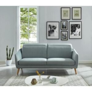 CADIX Canapé droit 3 places - Tissu gris bleu 
